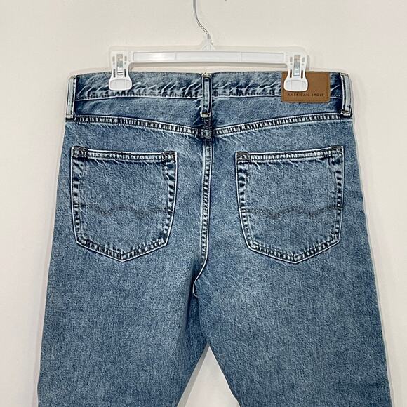 American Eagle Jeans Mens 32x30 Light Blue Wash Bootcut Stretch Baggy Y2K - Picture 3 of 9